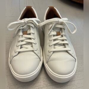 Clark’s tennis shoes - Size 6 -worn once- light weight -off white w/tan accents